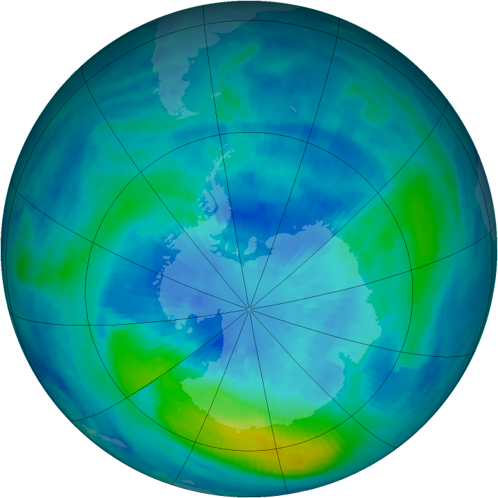 Antarctic ozone map for 24 March 2000